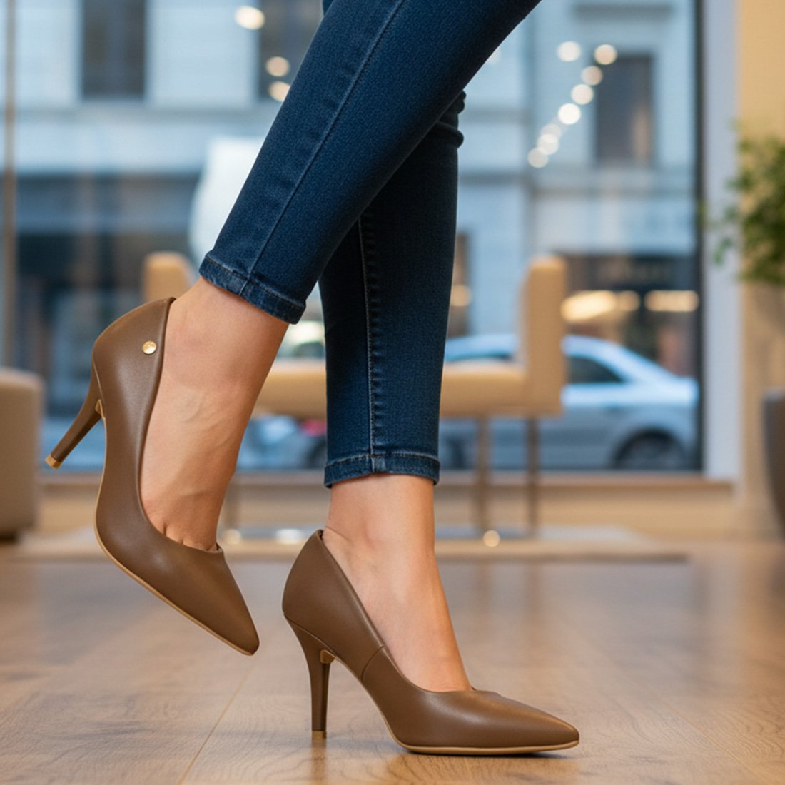 46 sapato scarpin vizzano bico fino salto alto pelica