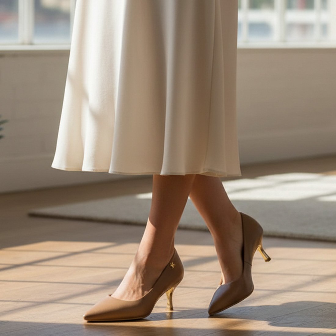 07 sapato scarpin luz da lua bico fino saara com salto fino detalhe dourado 58060700 bege 34