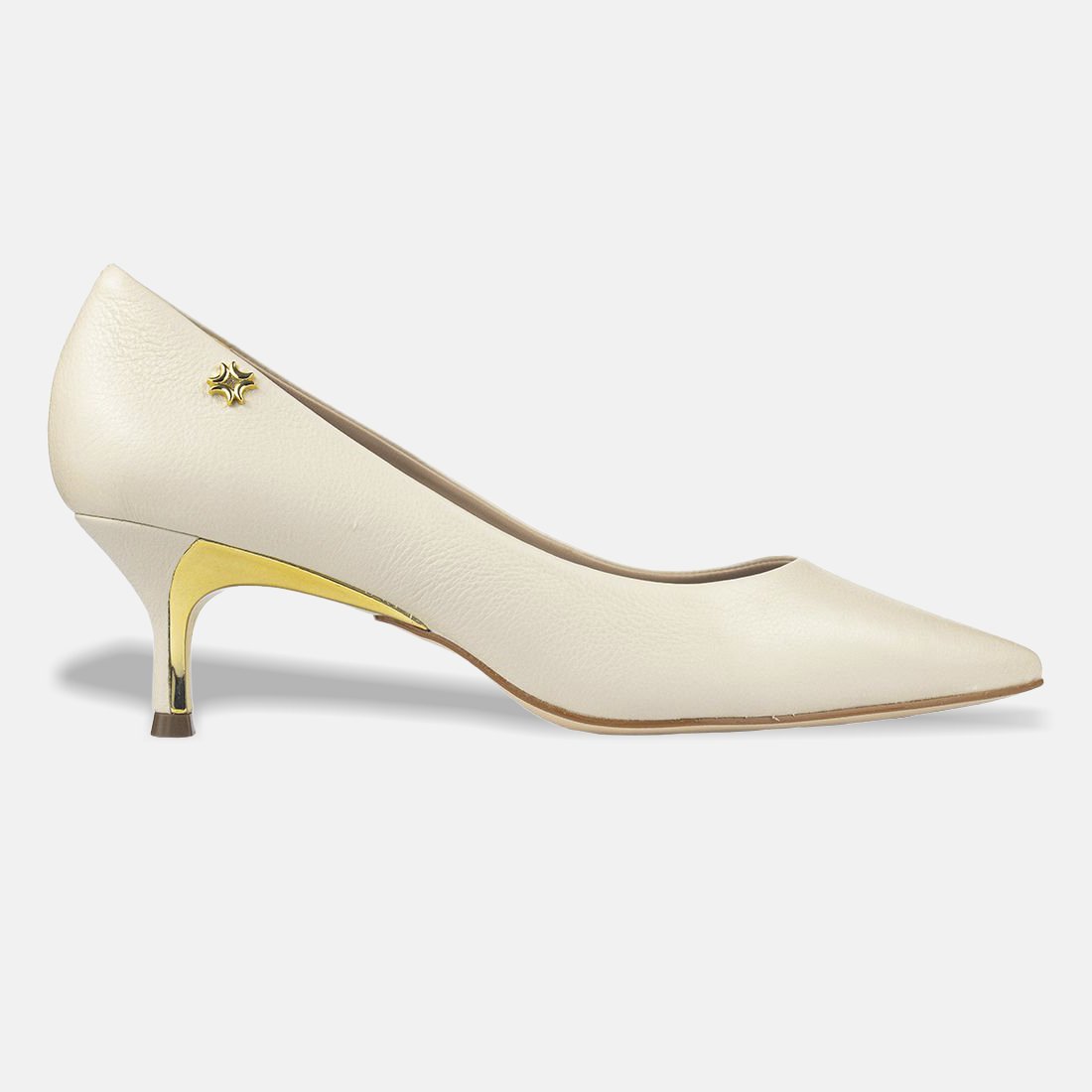 15 sapato scarpin luz da lua bico fino saara com salto fino detalhe dourado 58060700 bege 34