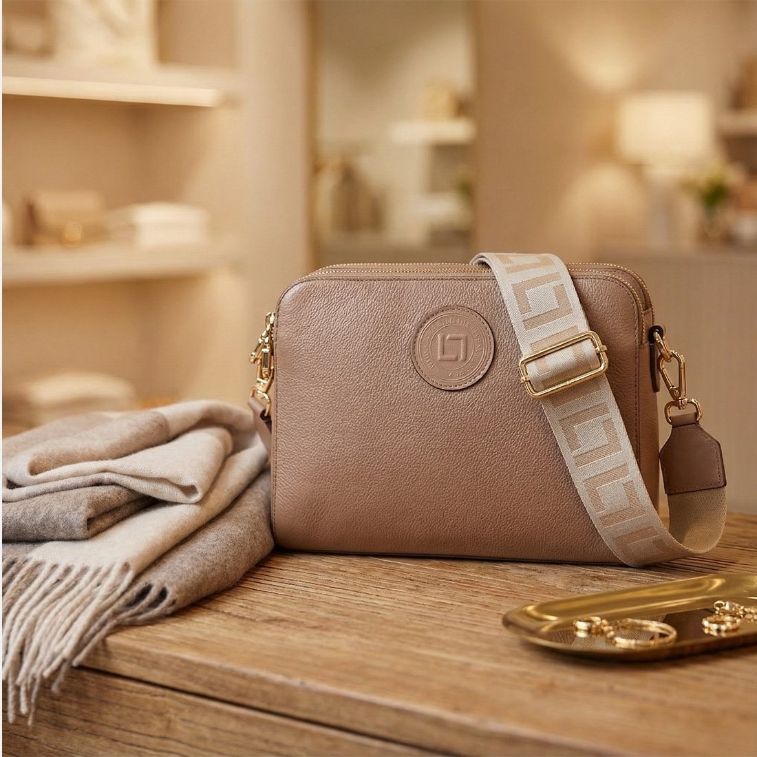 38 bolsa luz da lua bella tiracolo media 10006111 bege unico