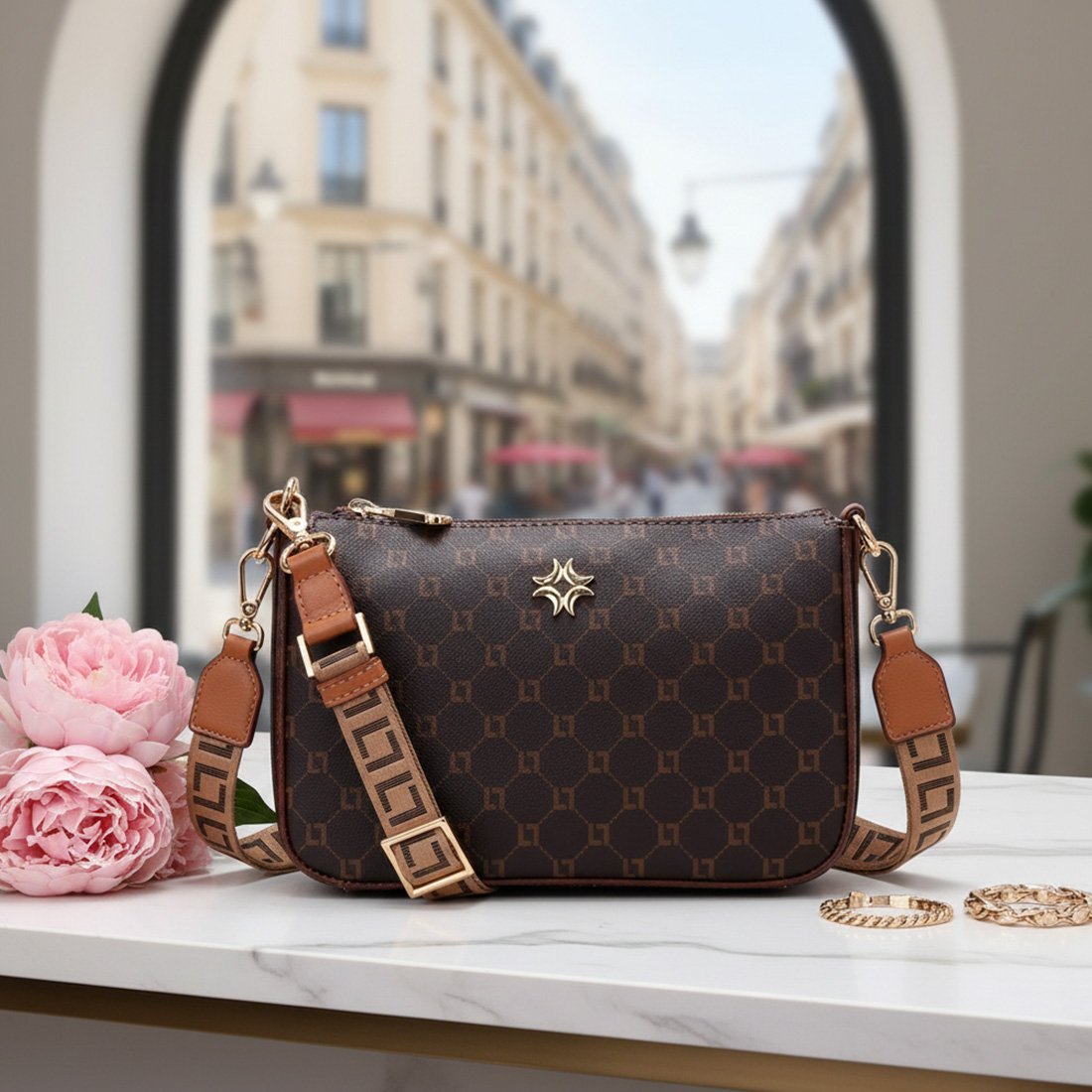 08 bolsa luz da lua tiracolo pequena monograma mocca 2000556