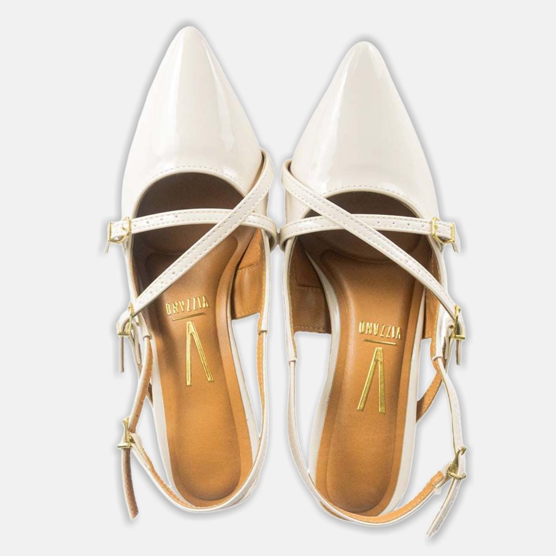10 sapato scarpin vizzano bico fino slingback salto baixo