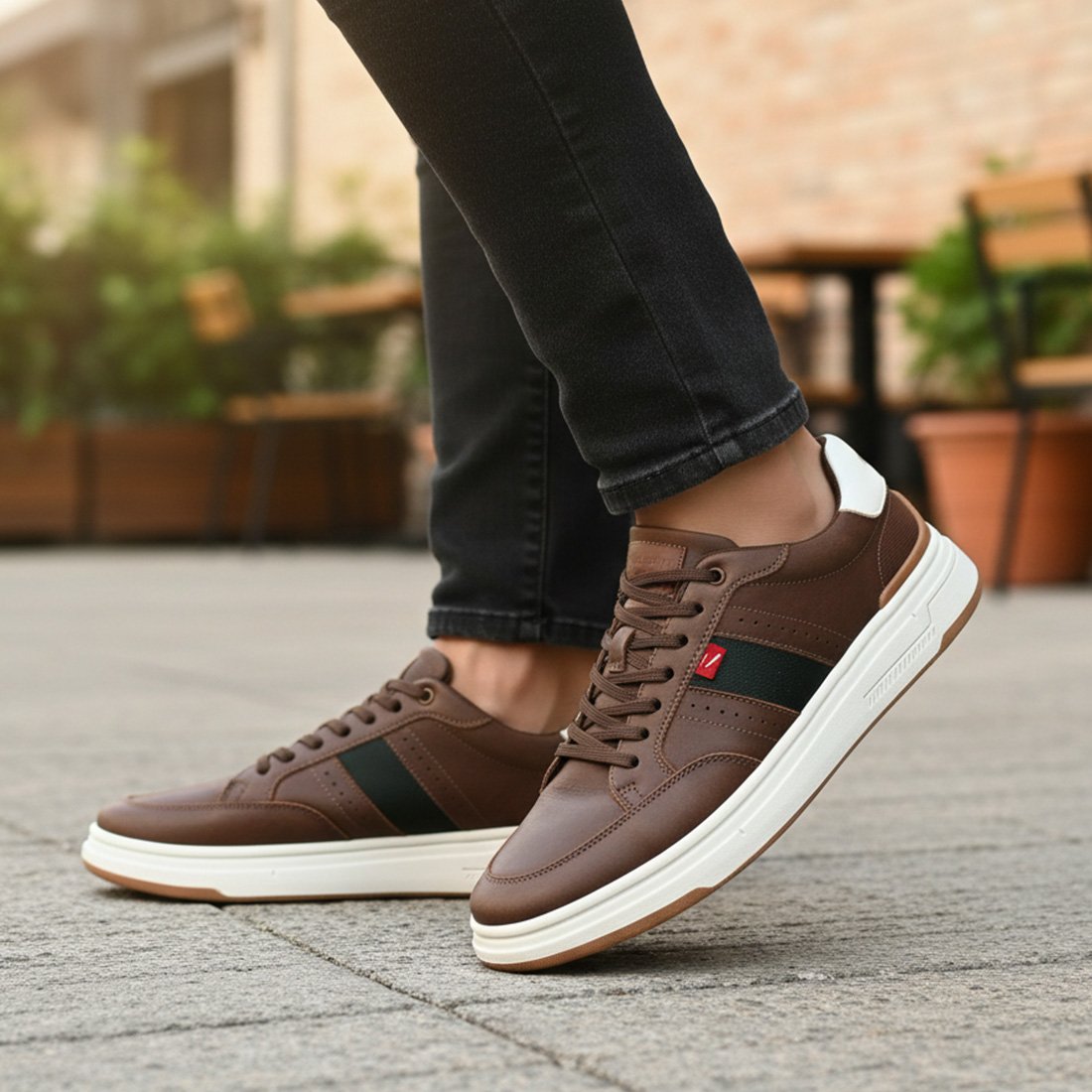 05 tenis sneaker ferracini cervo sport recortes marrom 38